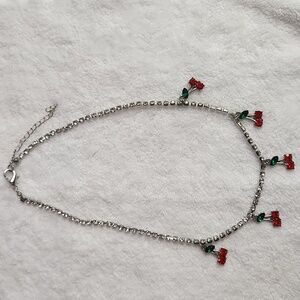 Elegant Silver Cherry Choker Necklace